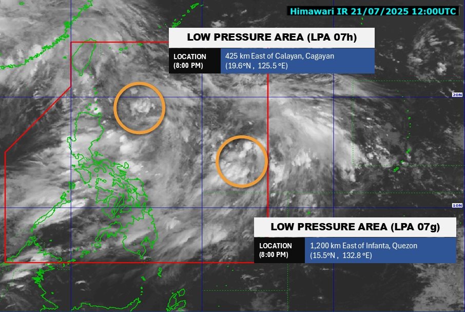 2 ap thap moi hinh thanh gan Bien Dong. Anh: PAGASA