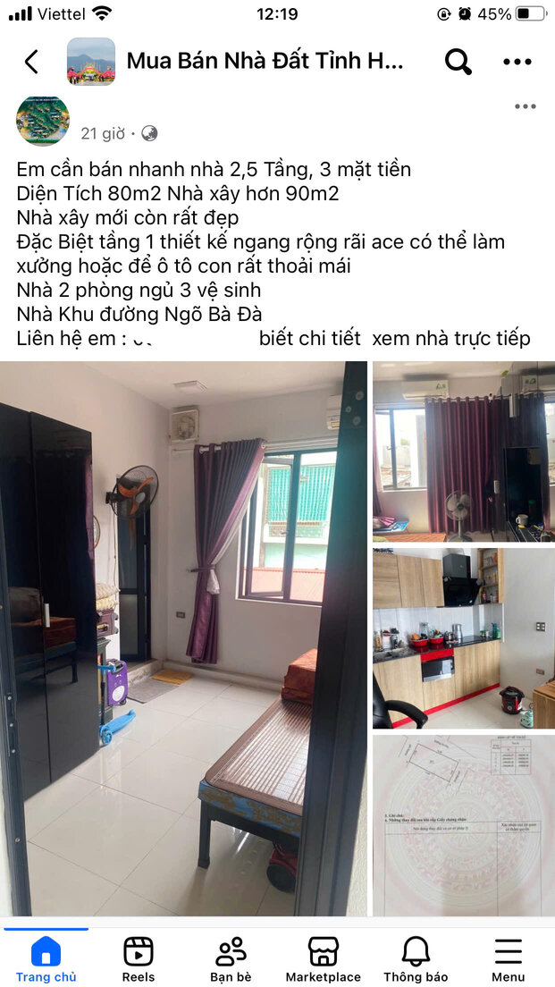 Tin rao ban nha pho, nha chung cu tai trung tam TP Hoa Binh cu (nay la tinh Phu Tho) xuat hien day dac tren cac hoi nhom bat dong san. Anh chup man hinh