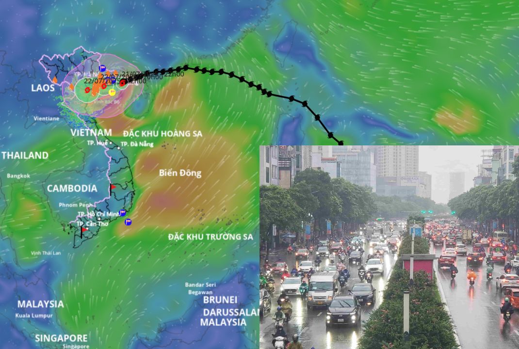 台風3号Wiphaは、明日7月21日正午から午後頃にハイフォン - タインホアに上陸すると予測されています。情報源:ベトナム自然災害監視システム