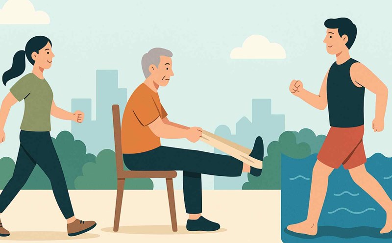 3 exercises for gout patients. Graphic photo: Hoang Loc