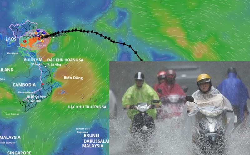 Storm No. 3 Wipha is forecast to make landfall in Hai Phong - Thanh Hoa from noon to this afternoon, July 22. Storm location source: Vietnam Disaster Monitoring System