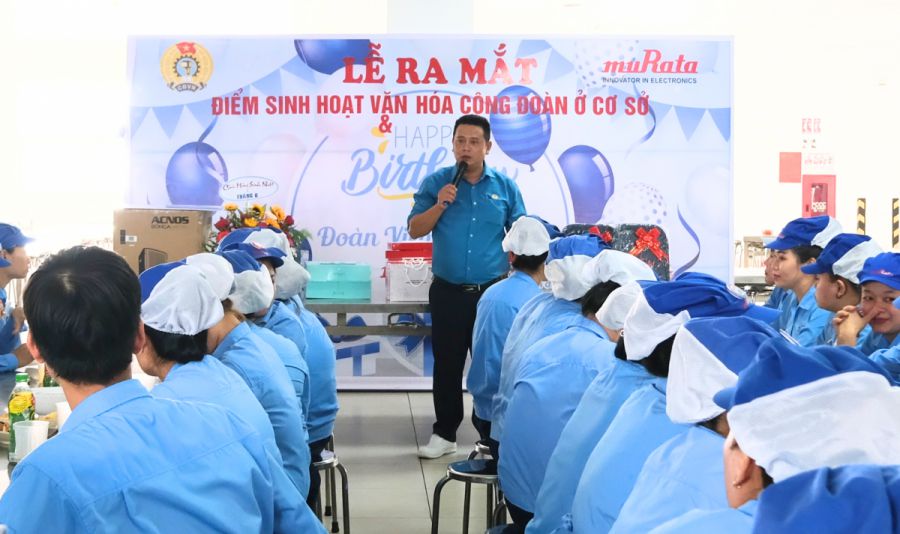 다낭 호아칸 산업 단지에 있는 Murata Manufacturing Vietnam Co. Ltd.에서 '노동조합 문화 활동 장소' 출시. 사진: Tra Van