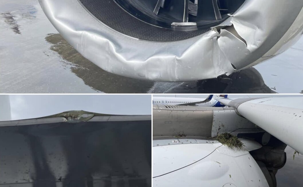 7월 21일 사고 후 부분적으로 손상된 에어 인디아 항공기 엔진 비디오에서 캡처한 사진