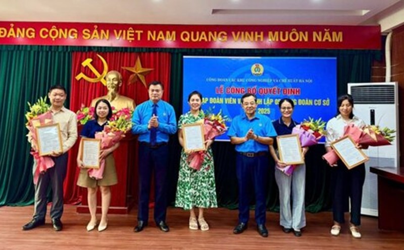 5 grassroots trade unions in Hanoi Industrial and Export Processing Zones were established in May 2025. Photo: Manh Cuong