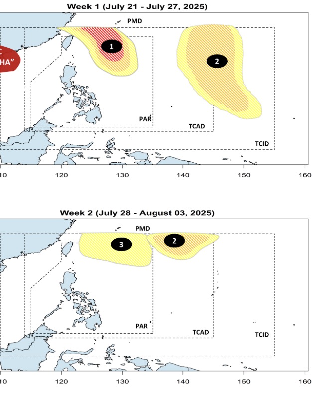 Du bao bao, ap thap gan Bien Dong cua PAGASA ngay 21.7. Anh: PAGASA