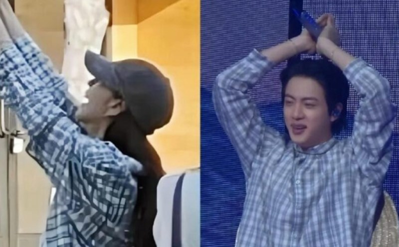 Jisoo and Jin appear in a video that is going viral on social media. Photo cut from video