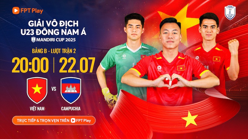 U23 Vietnam meets U23 Cambodia in the U23 Southeast Asian group stage. Photo: FPT Play