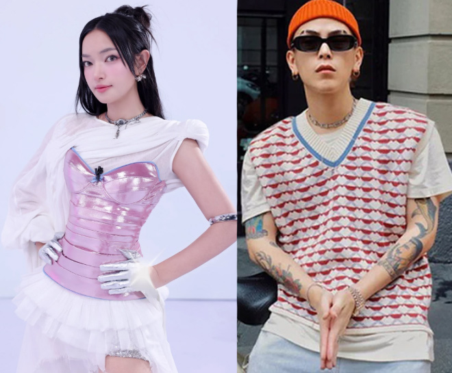 Chau Bui and Decao. Photo: Producer of "Em xinh say hi" (left)/ Photo cut from clip