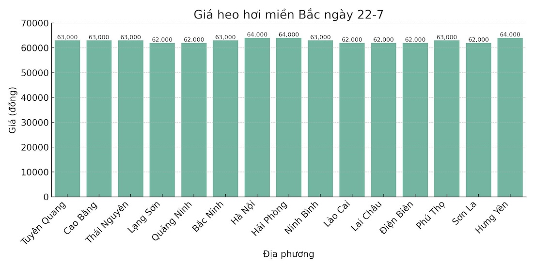 Gia heo hoi ngay 22.7 tai khu vuc mien Bac. Do hoa: Thuy Linh