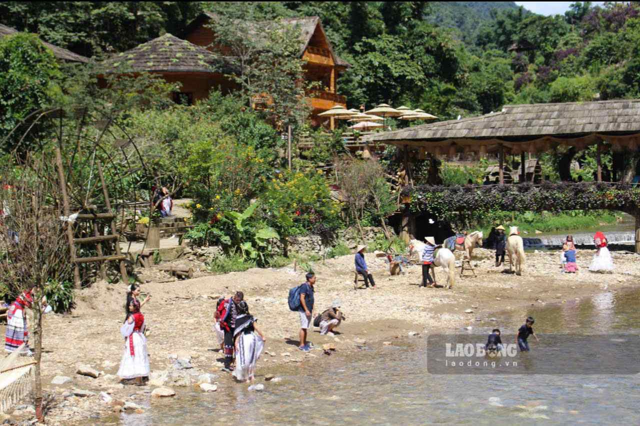 Ban Cat Cat thu hut rat dong du khach trong nuoc va quoc te den tham quan, trai nghiem. Thac Tien Sa, hai chiec cau treo la cau Si va cau A Lu o ban la diem “check-in” noi tieng.
