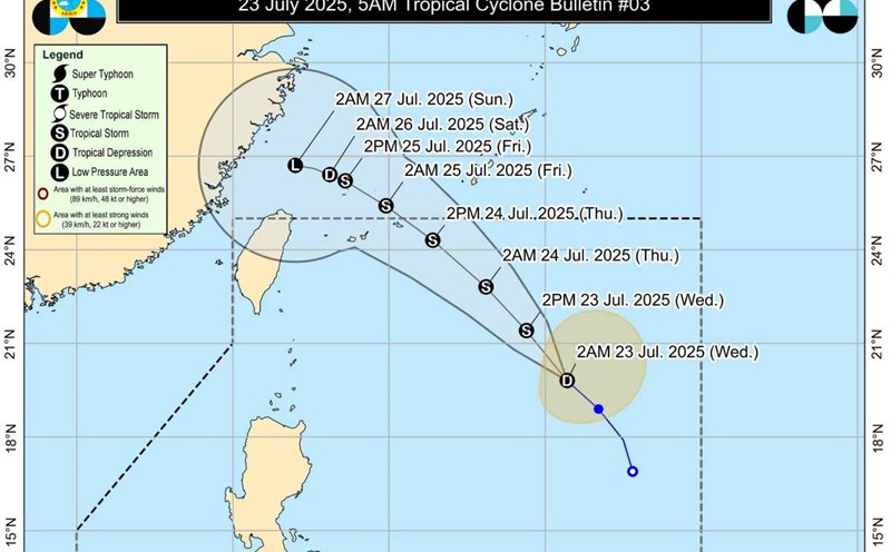 Forecast track of potential subtropical storm sub sub subtropical to Asia. Photo: PAGASA