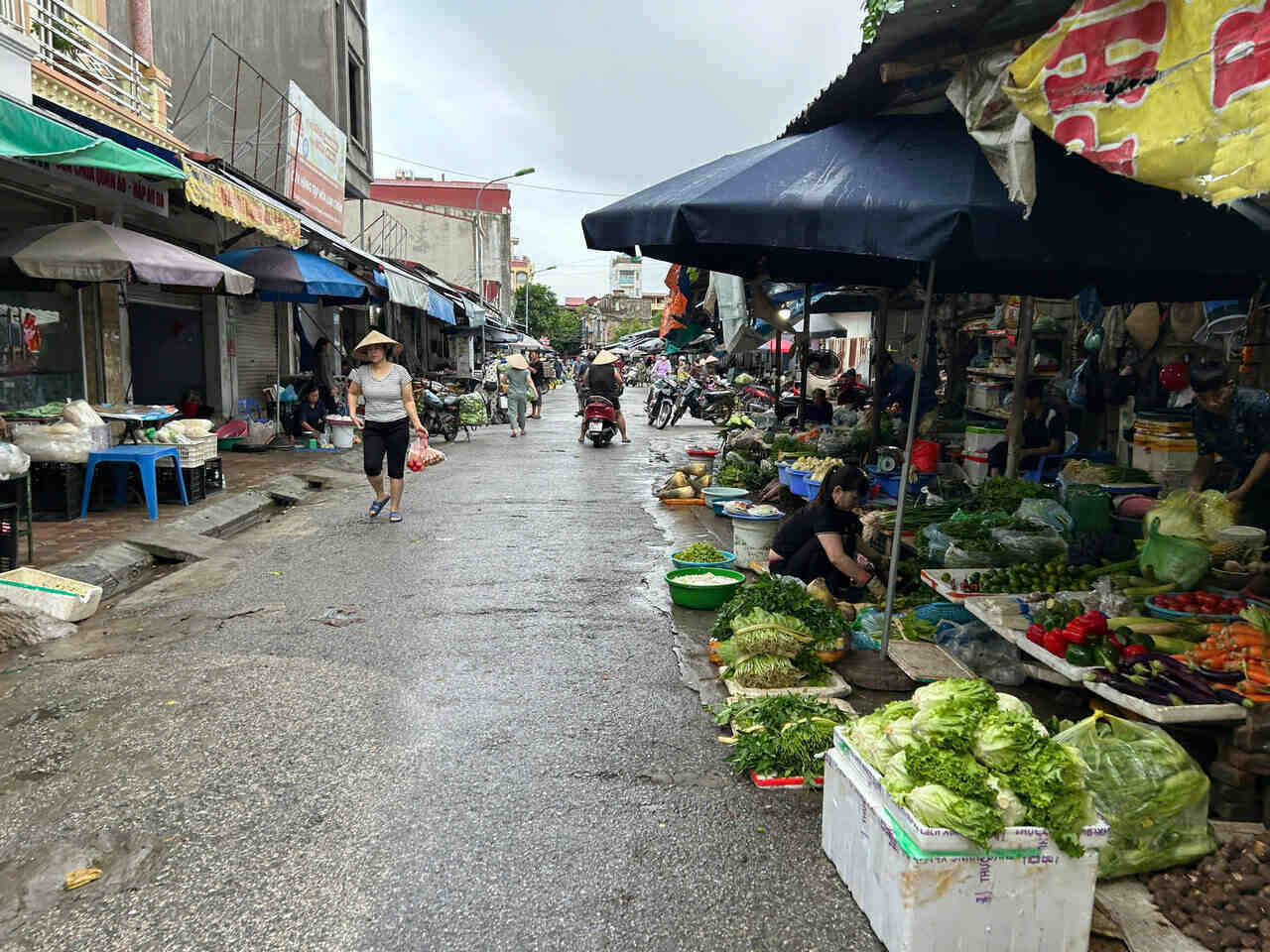 Hoat dong tai cho Pho Hien (tinh Hung Yen) tro lai binh thuong. Anh: Mai Huong