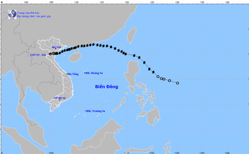 On July 23, storm No. 3 weakened into a low pressure area. Photo: Vietnam National Center for Hydro-Meteorological Forecasting