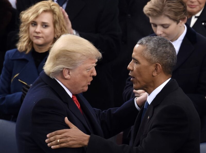 El presidente de los Estados Unidos, Donald Trump, y el ex presidente de los Estados Unidos, Barack Obama. Foto: Xinhua