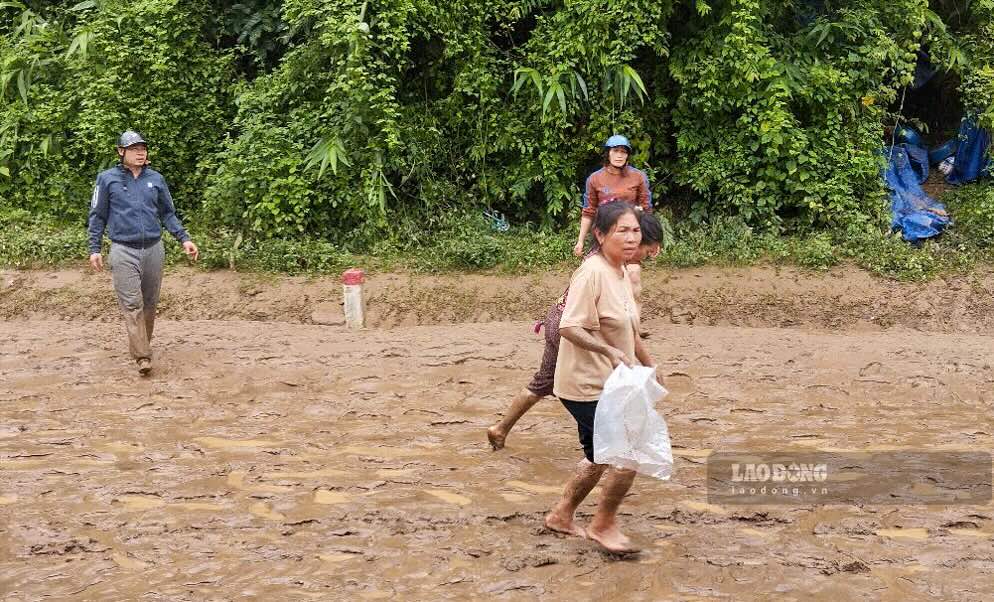 Chi Tran Thi Thanh (44 tuoi, tru ban Khe Ty) cho biet, toi 22.7, nuoc lu bat ngo tran vao nha. Ca gia dinh chi phai duoc luc luong chuc nang dia phuong ho tro dua den noi an toan bang thuyen, tru tam tai tru so Doi Kiem lam tren dia ban. “May ma da tanh mua, nuoc rut nhanh neu khong tai san cua gia dinh se bi thiet hai lon, trong do co 5 con lon trong chuong”, chi Thanh chia se. 