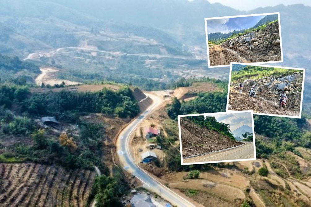 Inquietudes concernant les glissements de terrain sur la route reliant la zone touristique du lac Ba Be. Photo : Nhat Tan.