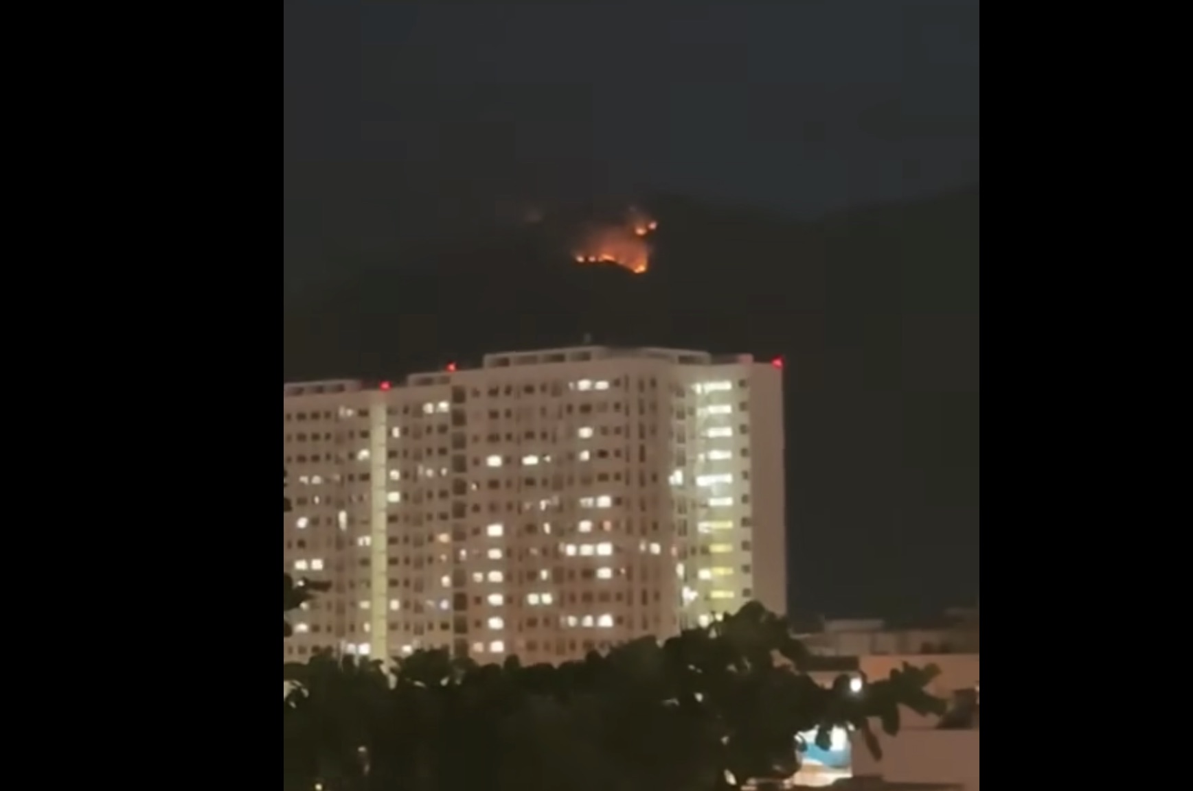 Un incendie s'est declare sur la montagne Chin Khuc a Nha Trang et a ete maîtrise par les forces de l'ordre. Photo : Huu Long