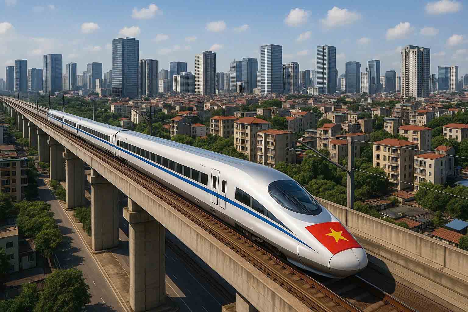 The North-South high-speed railway section through Hanoi is 27.9 km long. Photo: AI