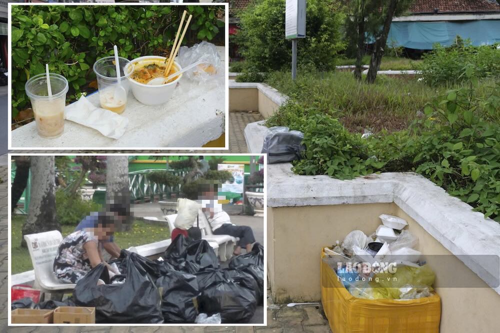 Du da duoc bo tri thung rac nhung dau do tren ghe da, goc cay,… do an thua, boc ni - long van xuat hien.