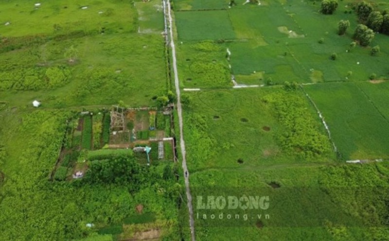 The planned land of the new urban area of Kien Giang, Hung Yen seen from above. Photo: Nam Hong