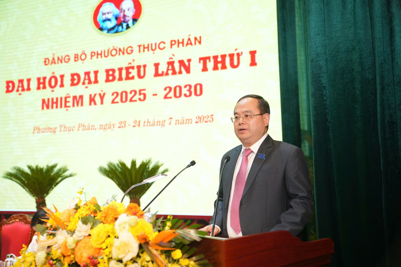 Bi thu Tinh uy Cao Bang Quan Minh Cuong phat bieu chi dao. Anh: Tan Van