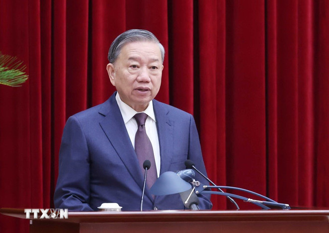 General Secretary To Lam speaks at the 12th Conference of the 13th Party Central Committee. Photo: Thong Nhat/VNA