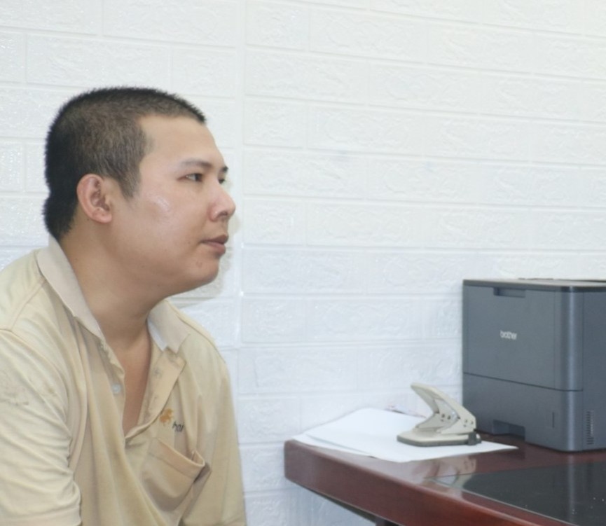 Đối tượng Đông tại cơ quan công an. Ảnh: Công an Hải Phòng