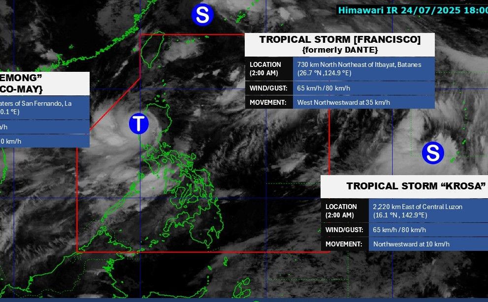 Ba con bao hoat dong cung luc ngay 25.7.2025. Anh: PAGASA