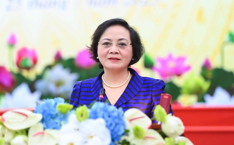 Minister of Home Affairs Pham Thi Thanh Tra delivered the opening speech at the conference. Photo: Hai Long
