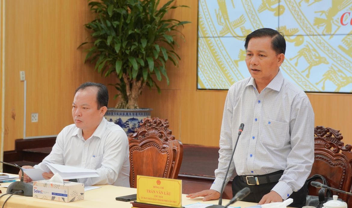 Chu tich UBND TP Can Tho Tran Van Lau phat bieu tai hoi nghi. Anh: Phuong Anh