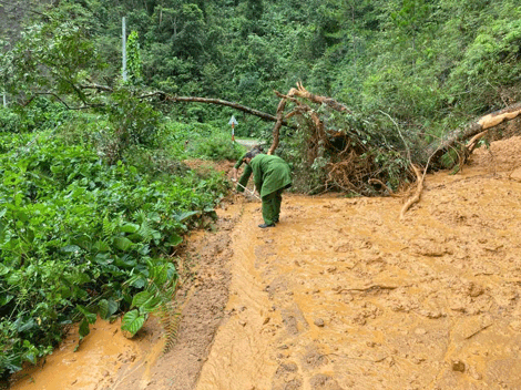 솝브라 응옥린으로 가는 지방도 673호선에서 산사태가 발생한 산악 언덕. 사진: Quyet Ngo