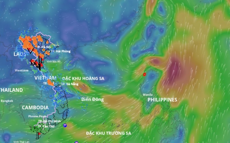 Location of storm No. 4 Comay at 2:00 p.m. this afternoon, July 25. Photo: Vietnam Disaster Monitoring System