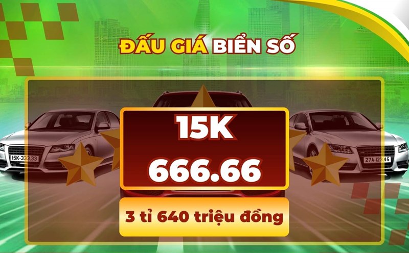 Super license plate 15K-666.66 is priced at nearly 4 billion VND in the auction on July 25