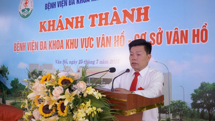 ThS.DS. Tran Trong Hai, Pho Bi thu Thuong truc Dang uy, Pho giam doc So Y te phat bieu tai buoi le. Anh: Thang
