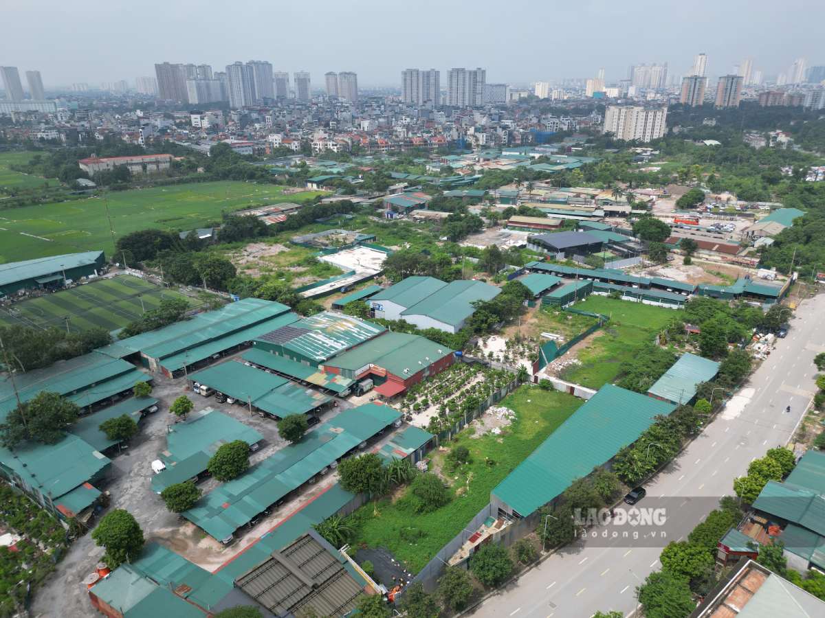 Una serie de fabricas y garajes 'cultivados' en tierras agricolas en Tan Trieu (Hanoi) durante muchos años. Foto: Song Huu