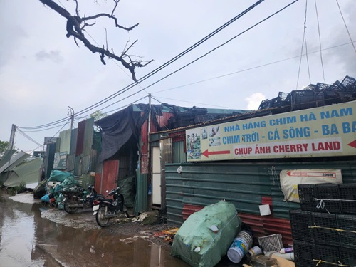 Quay ton lam nha hang, nha xuong tren dat nong nghiep tai Tan Trieu. Anh: Minh Hanh