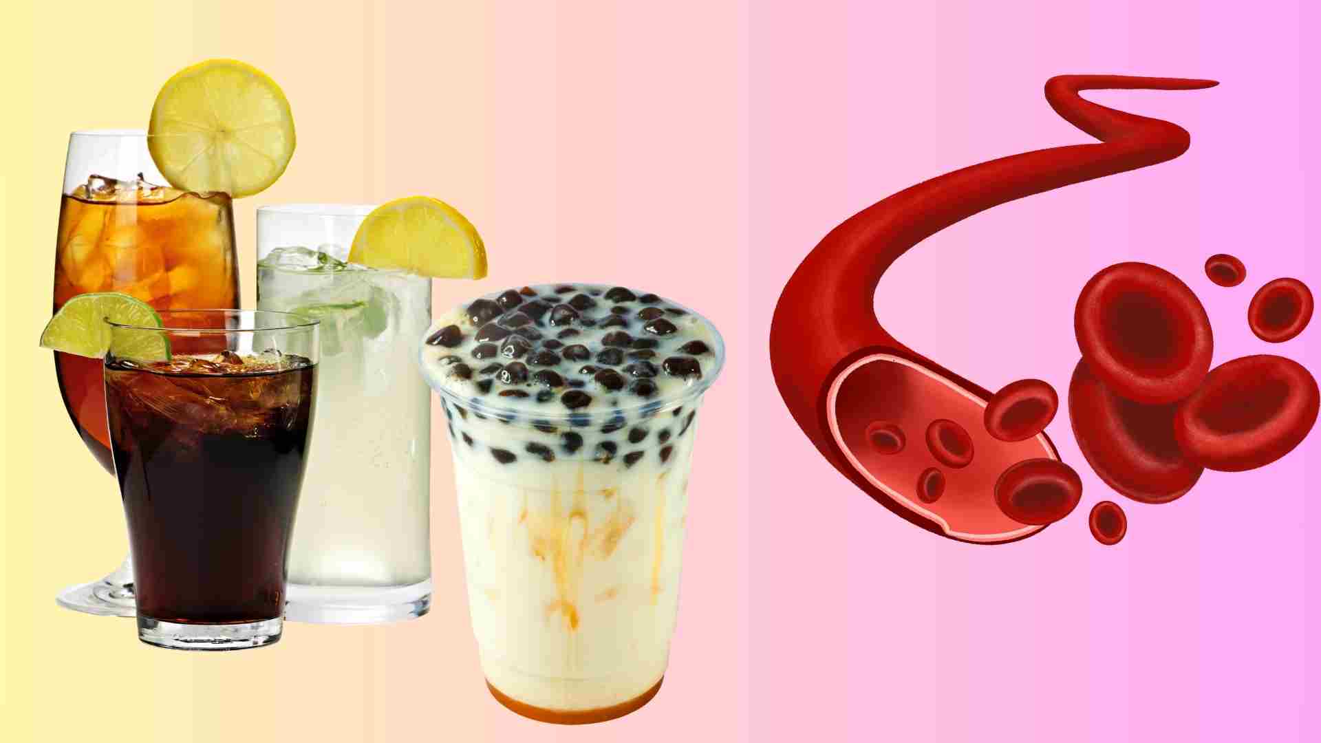 Some drinks can damage blood vessels. Graphics: Ha May