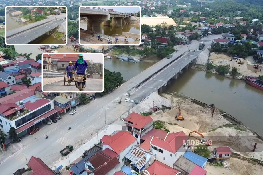 Le pont vital traversant la riviere reliant les provinces de Thai Nguyen - Hanoï sera bientot ouvert a la circulation. Photo : Dang Vu.