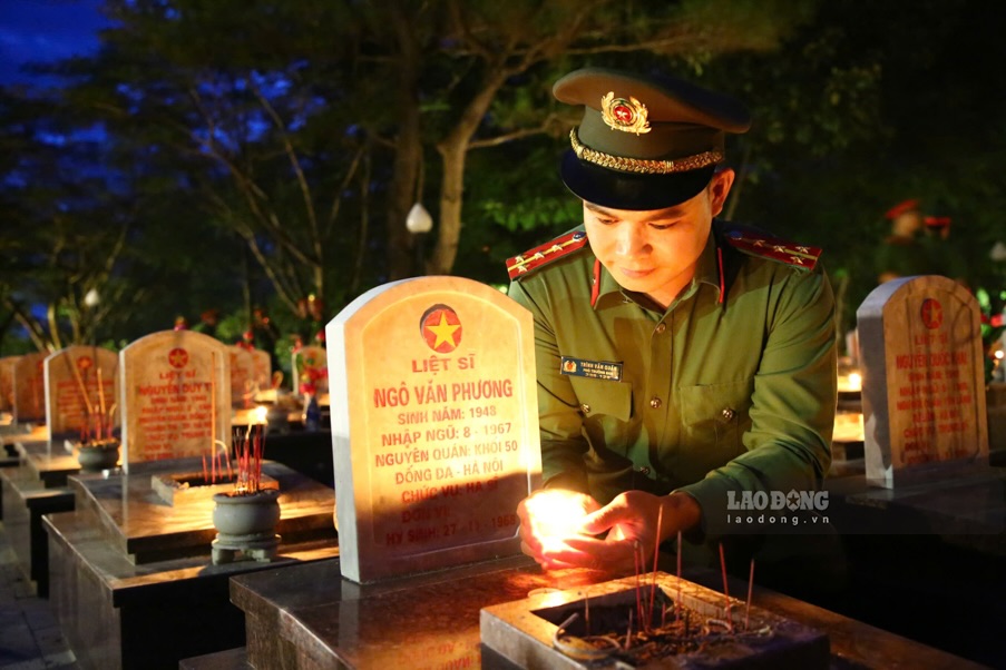 Luc luong cong an thap nen, bay to long biet on cac Anh hung liet si. Anh: Cong Sang