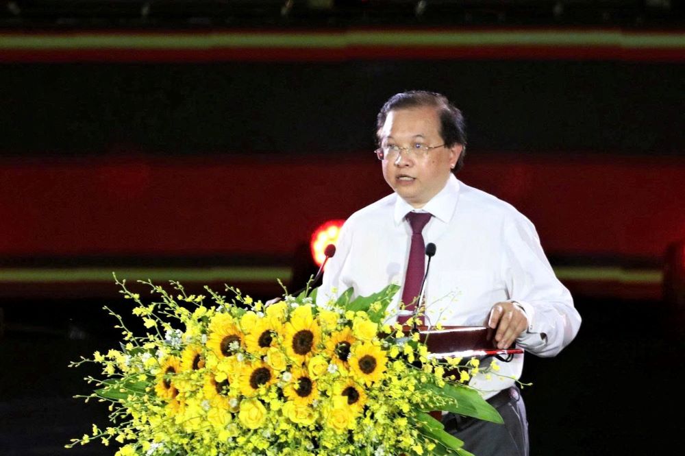 Ong Ta Quang Dong - Thu truong Bo Van hoa, The thao va Du lich phat bieu tai chuong trinh. Anh: Tran Thi