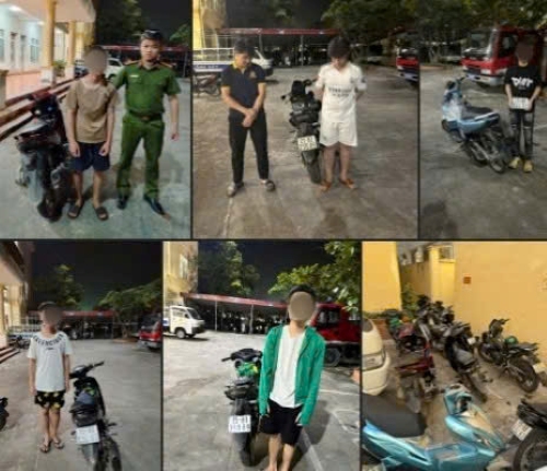 7월 26일 밤 교통 안전 질서를 위반한 청소년들 사진: 하이퐁시 공안
