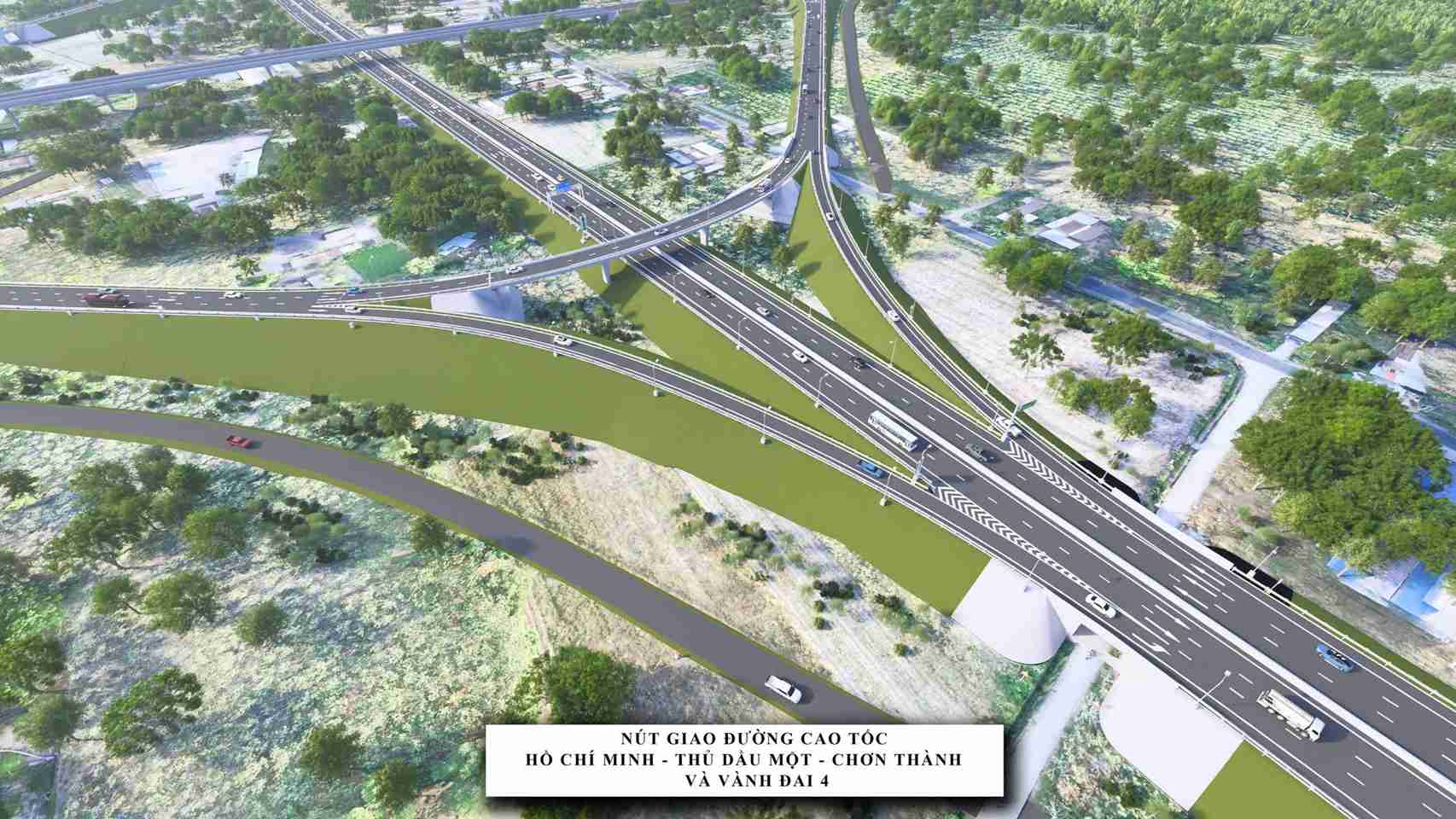 Perspective of the Ho Chi Minh City Ring Road 4 intersection and the Ho Chi Minh City - Chon Thanh Expressway. Photo: Ho Chi Minh City Department of Construction