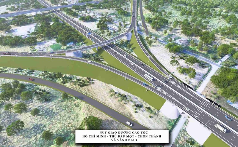Perspective of the Ho Chi Minh City Ring Road 4 intersection and the Ho Chi Minh City - Chon Thanh Expressway. Photo: Ho Chi Minh City Department of Construction