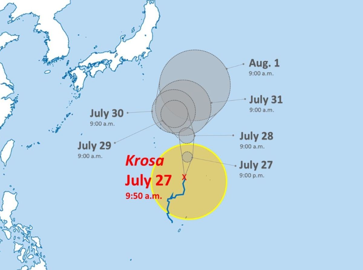 크로사 태풍 경로 예측. 사진: JMA