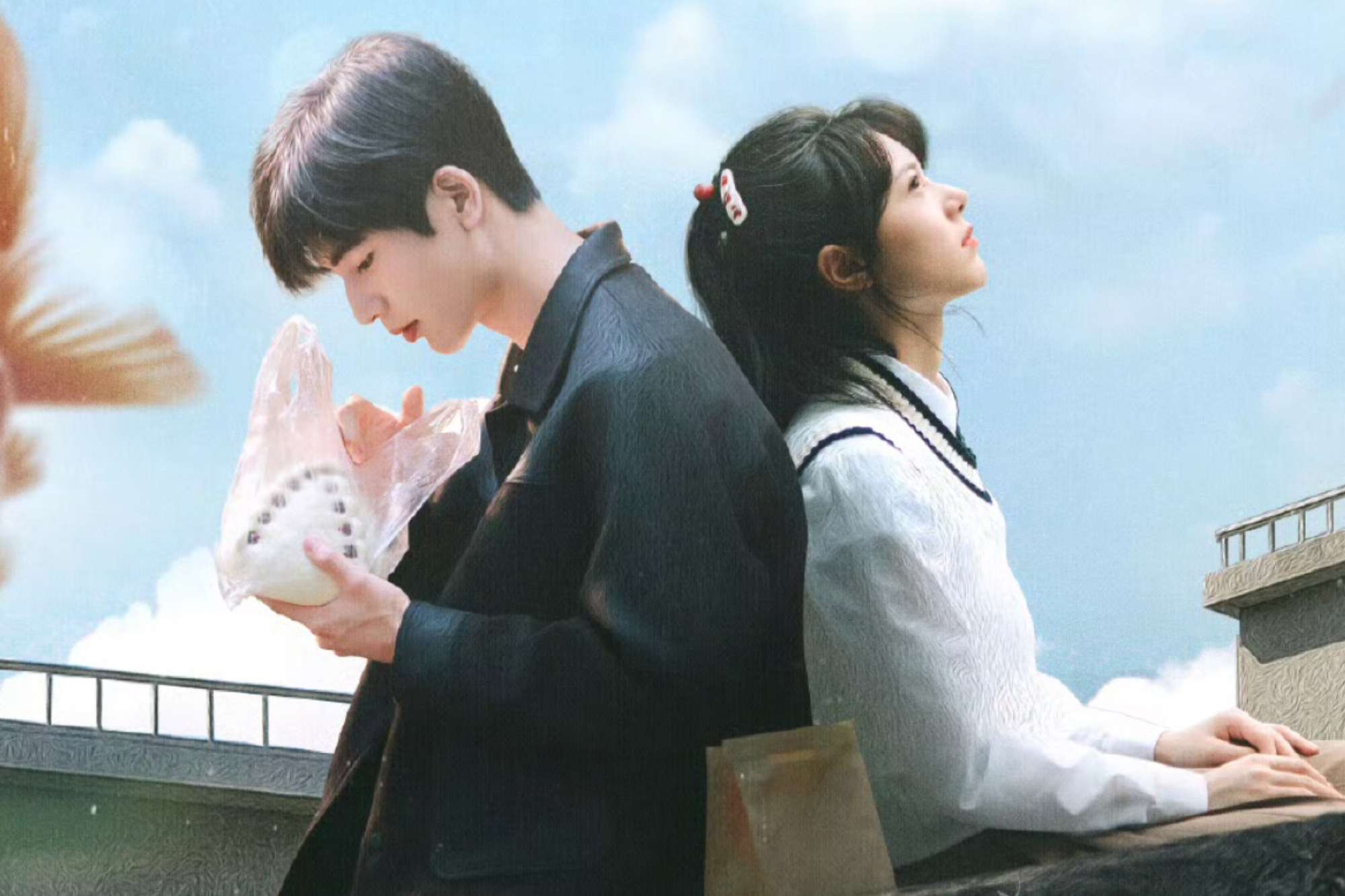 Truong Lang Hac and Trieu Kim Mach in the movie "Amber Cherry". Photo: VieON.