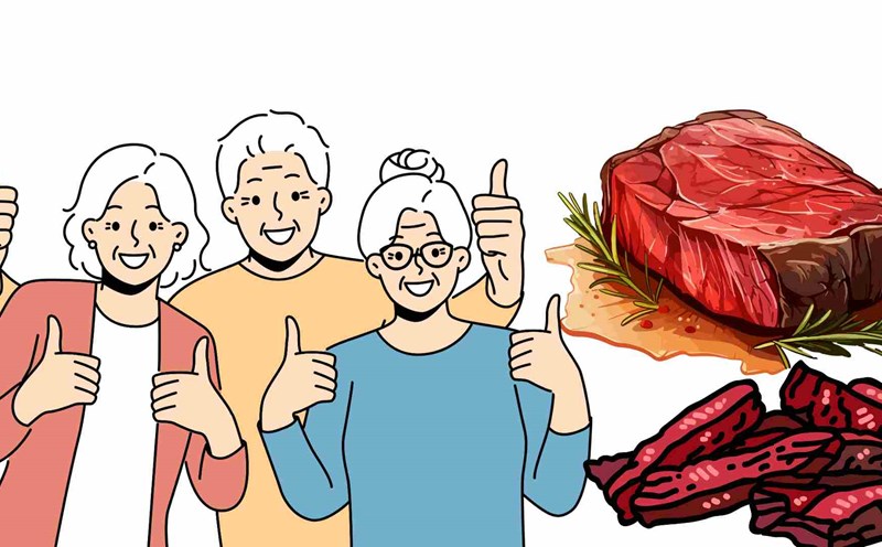 Elderly people should supplement meat properly for good health. Graphics: Ha May