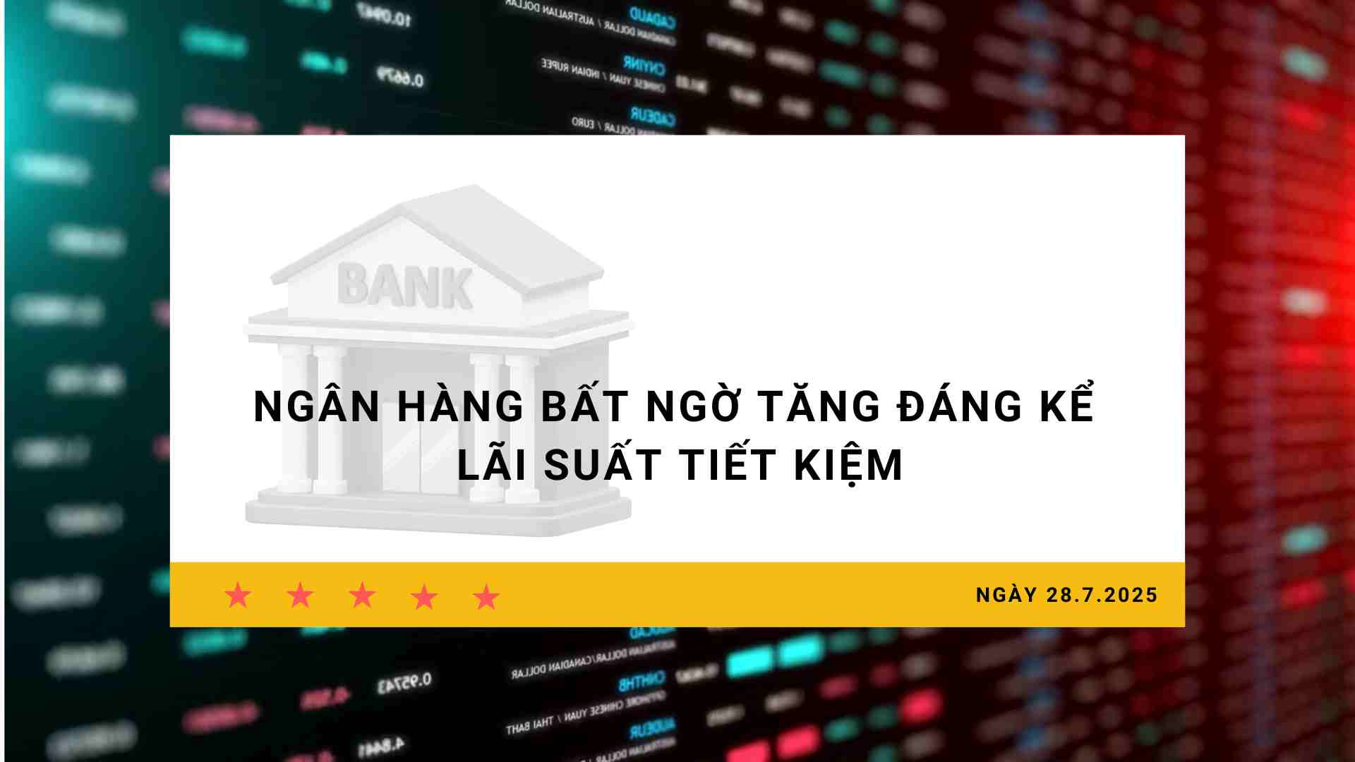 Interest rate 28.7: Banks unexpectedly increase savings interest rates