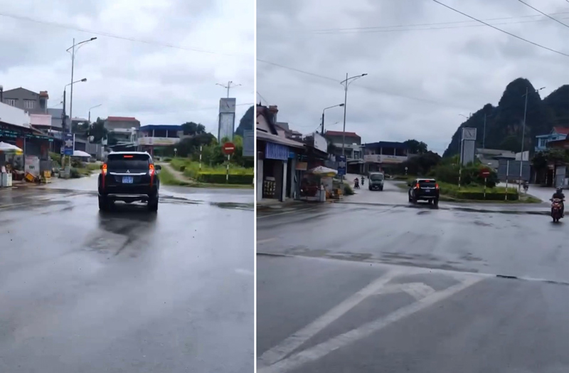 Un conductor de autobus con matricula verde en Cao Bang fue multado severamente con la deduccion de puntos de licencia por conducir en sentido contrario. Foto: Policia de Cao Bang