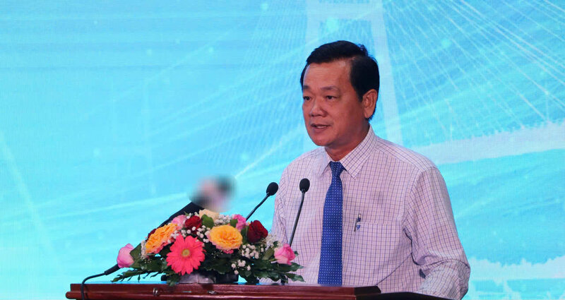 Ong Nguyen Van Minh – Pho Chu tich UBMTTQ Viet Nam tinh Vinh Long phat bieu tai buoi hop mat. Anh: Hoang Loc