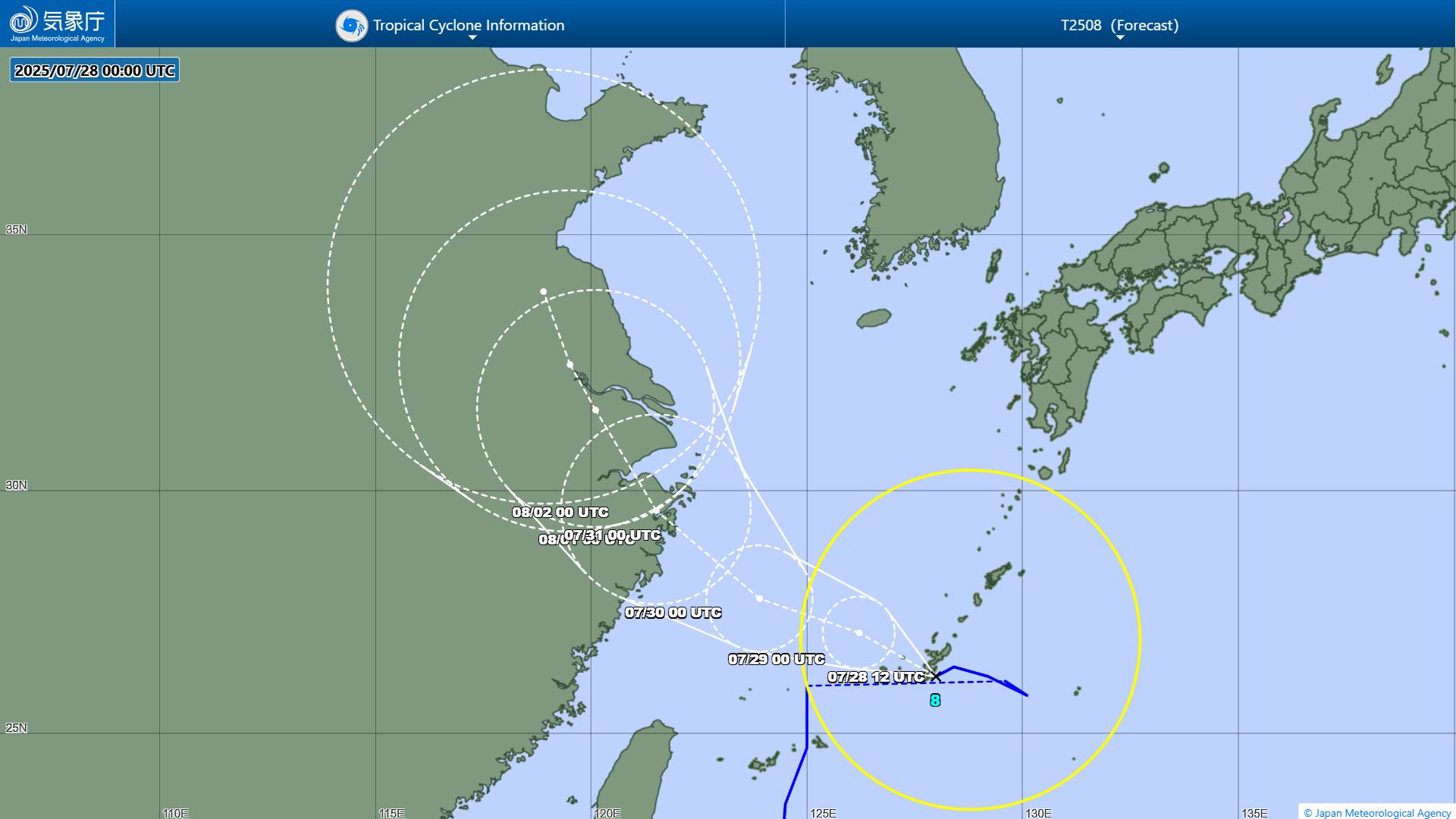 Du bao duong di cua bao Comay. Anh: JMA
